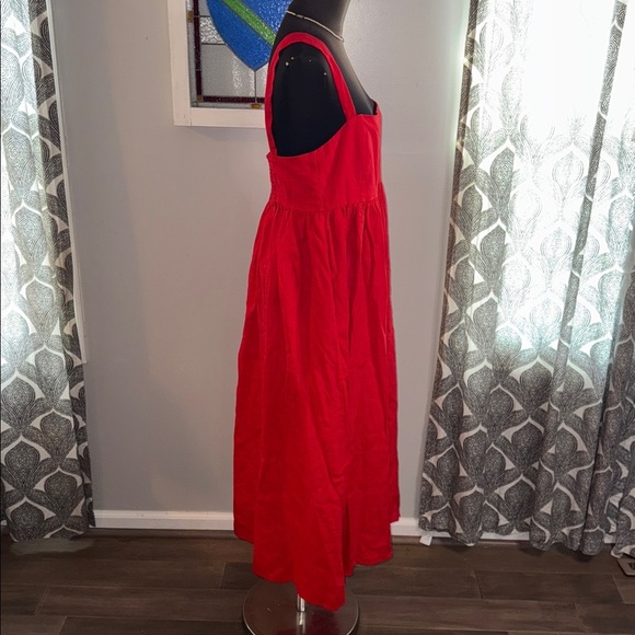 J Crew 100% Linen Square Neck Midi Dress SZ 12 - Picture 6 of 8